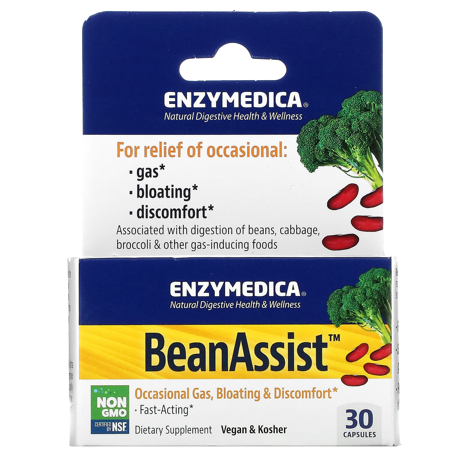 Enzymedica BeanAssist 30 капсул enzymedica acid soothe 30 капсул