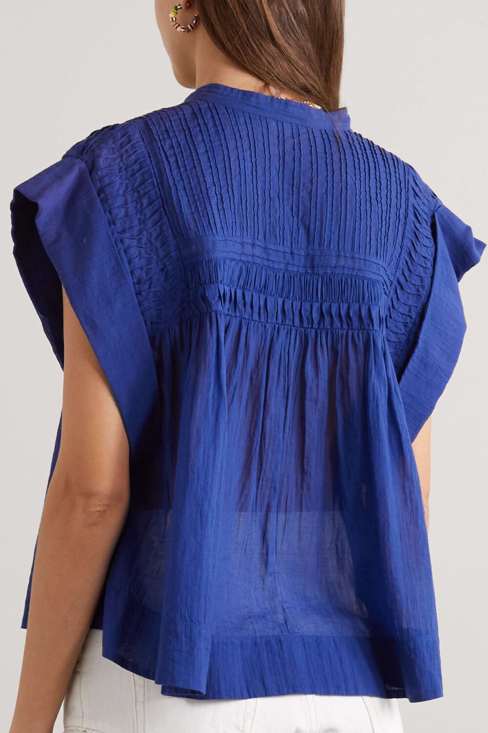 

ISABEL MARANT ÉTOILE блузка Leaza с защипами из хлопка и вуали, индиго