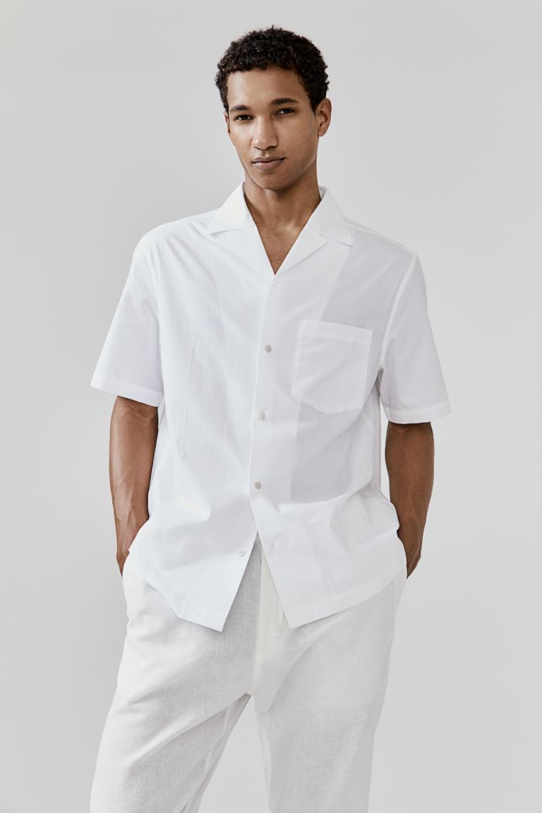 Повседневная рубашка обычного кроя H&M, белый повседневная рубашка из кружева обычного кроя h