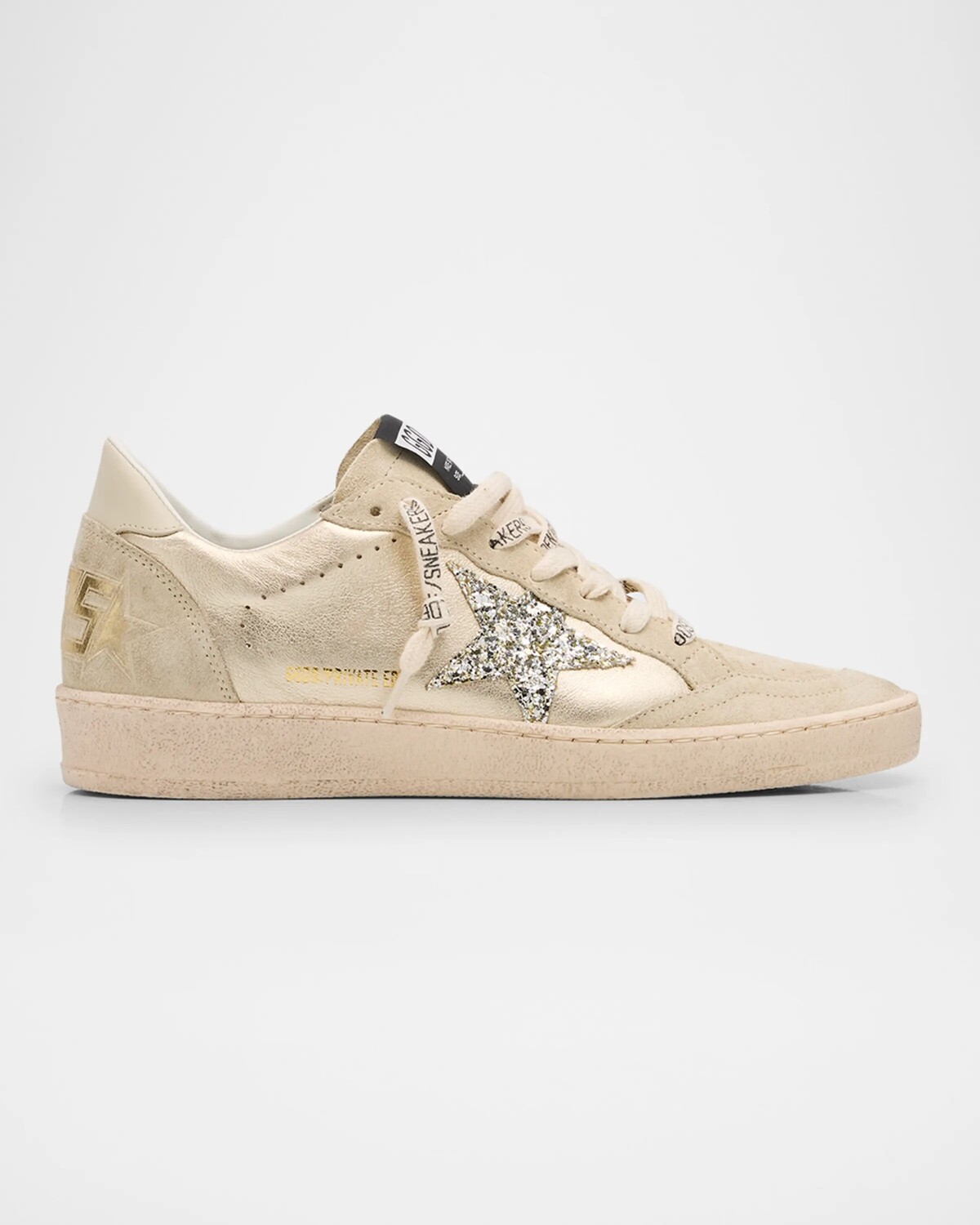 

Низкие кеды Ballstar с металлизированными блестками Golden Goose, цвет Platinumcream