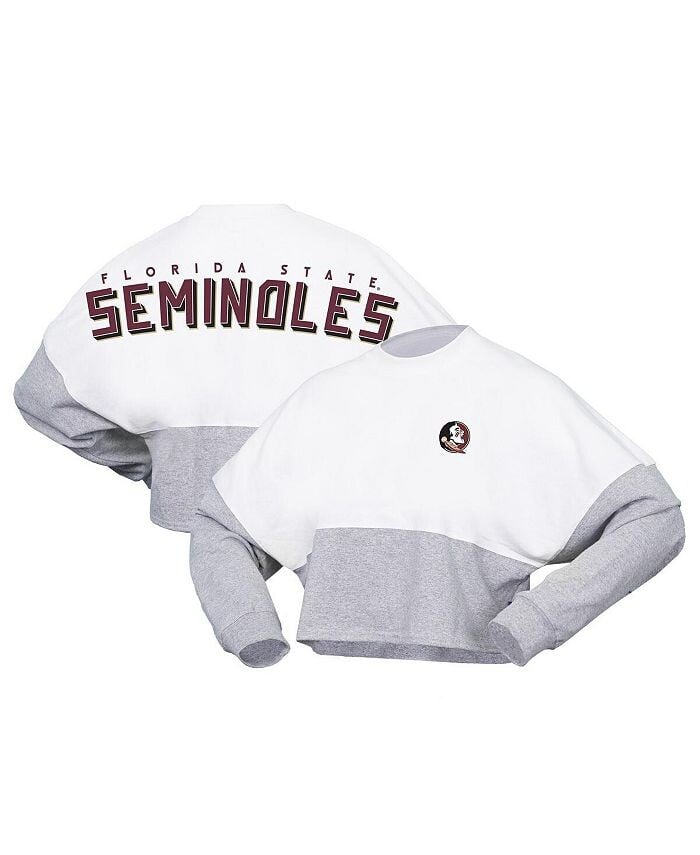 

Женская белая укороченная футболка из джерси с длинным рукавом Florida State Seminoles Heather Block Spirit Jersey, белый