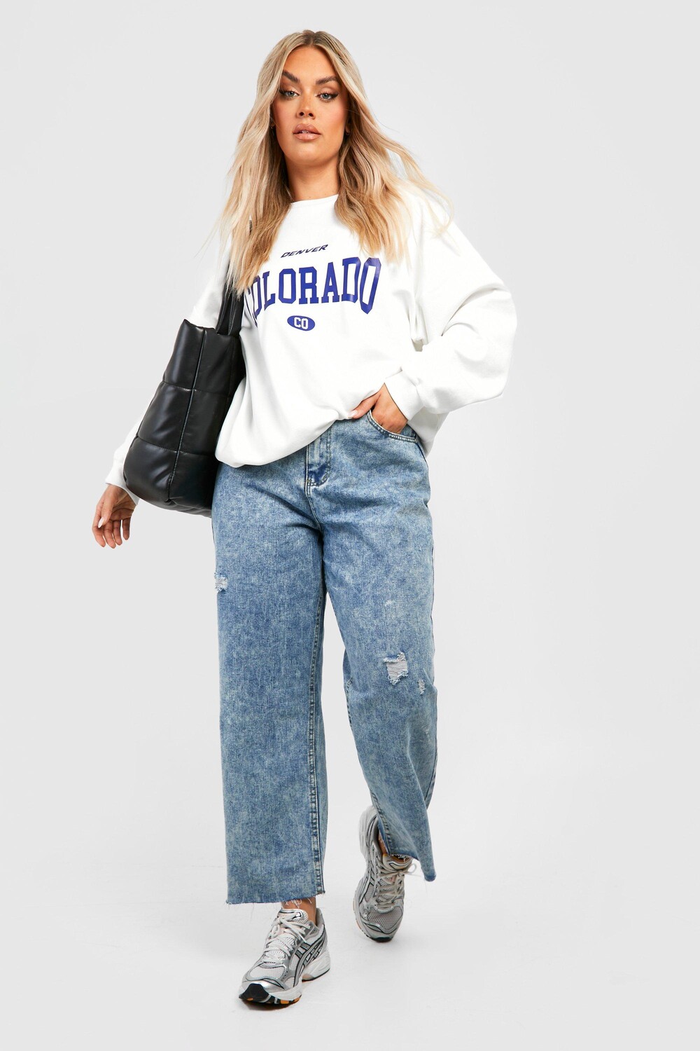 

Прямые джинсы plus с кислотной пошивкой Boohoo, синий