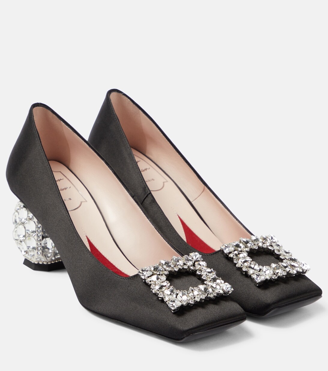 

Атласные туфли-лодочки с кристаллами Roger Vivier, черный