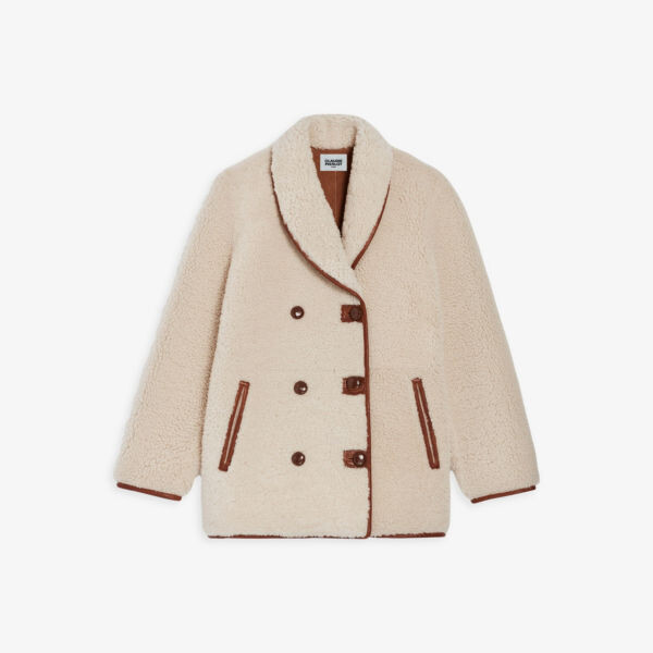 

Двустороннее пальто Fanfan из замши и дубленки Claudie Pierlot, цвет naturels