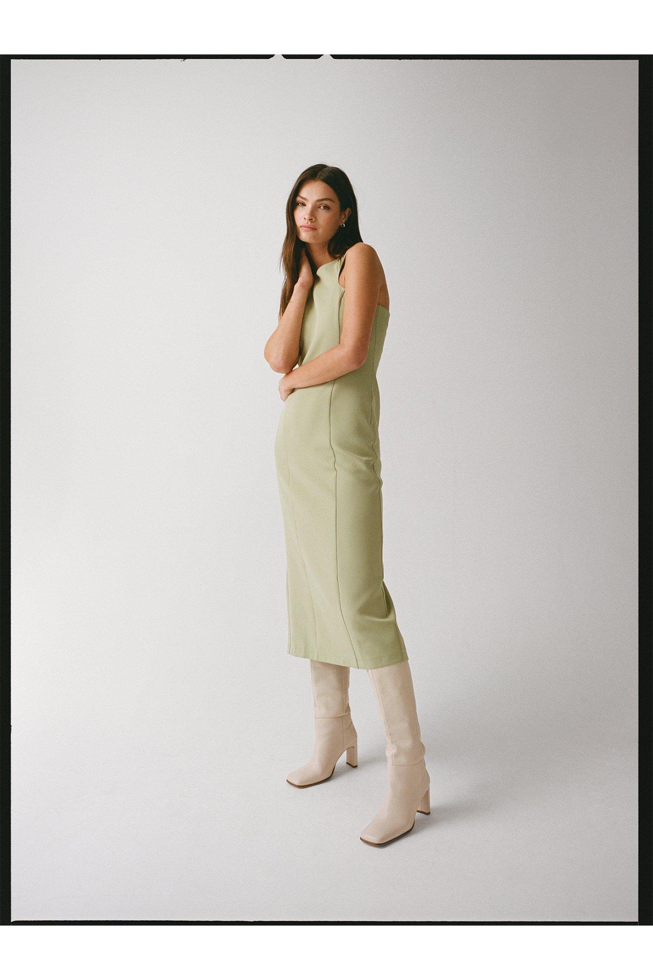 Индивидуальное платье премиум-класса мидакси с разрезами Warehouse, зеленый