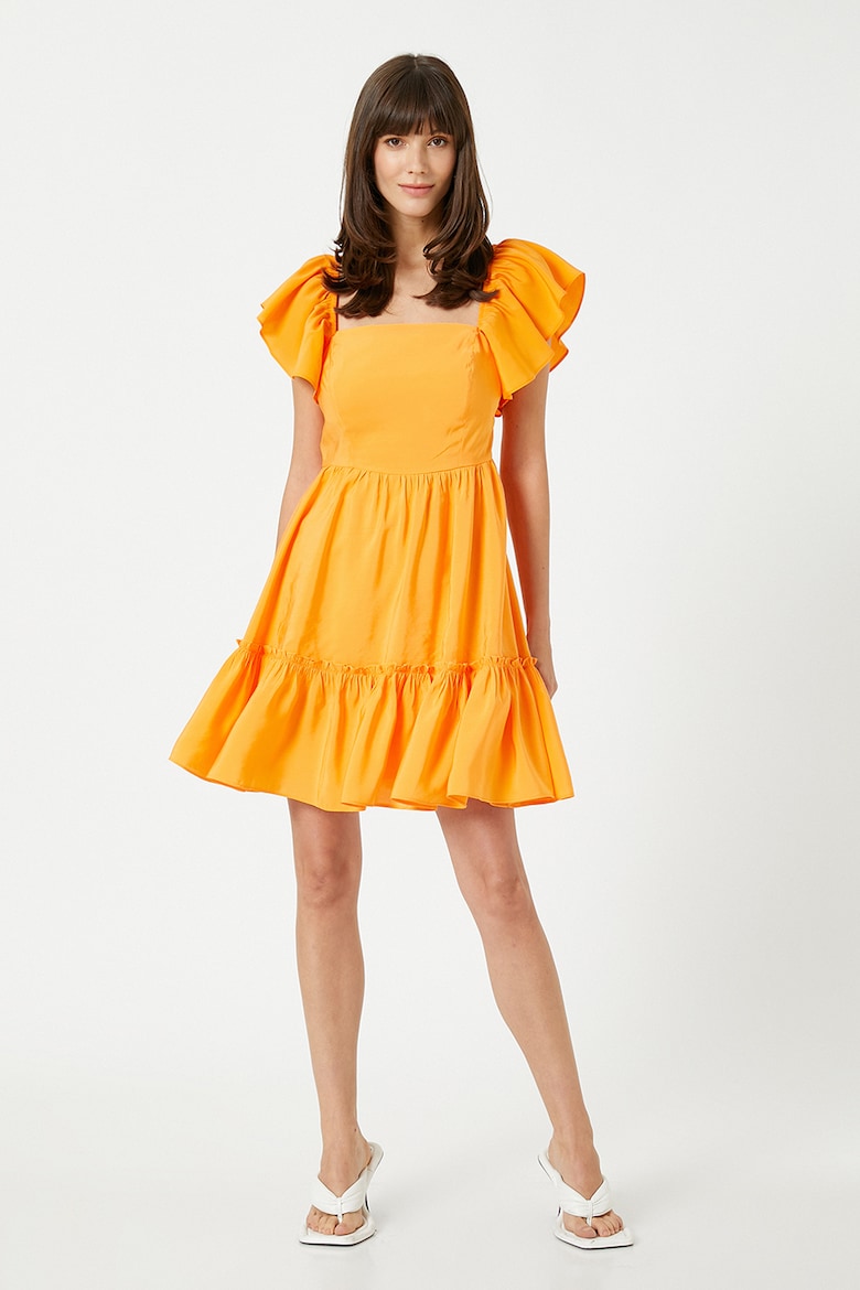 цена Вырезное платье с рукавами-бабочками Koton, оранжевый