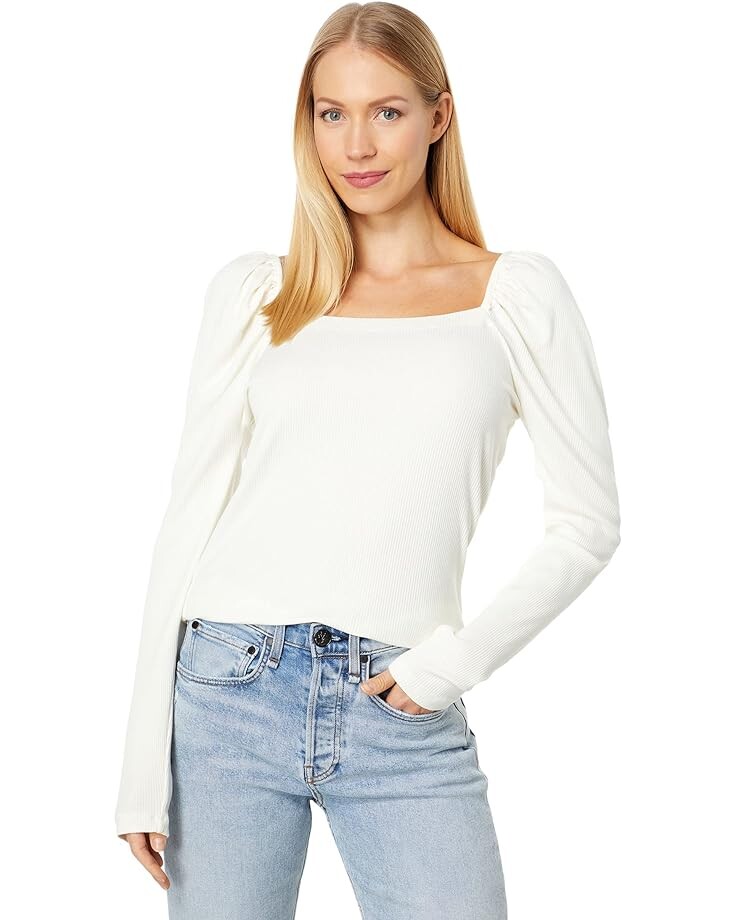 

Топ bobi Los Angeles Shirred Square Neck, кремовый
