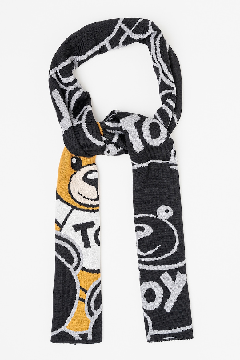Шерстяной шарф с логотипом Moschino, черный