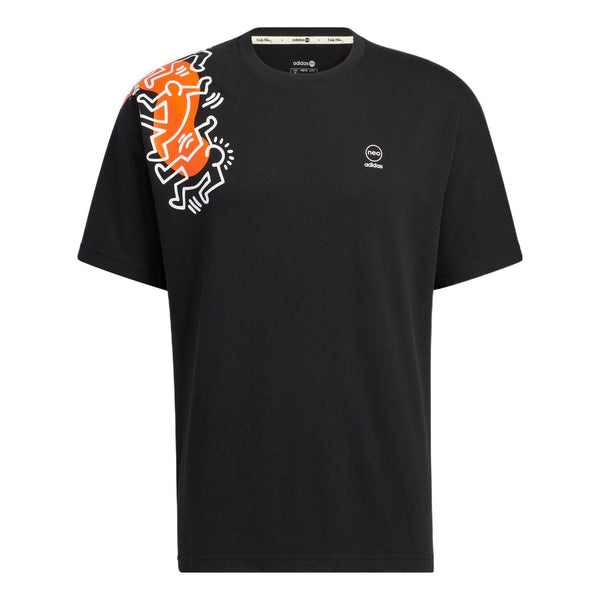 цена Футболка adidas x Keith Haring Crossover Cartoon Pattern Printing Round Neck Short Sleeve Black, мультиколор