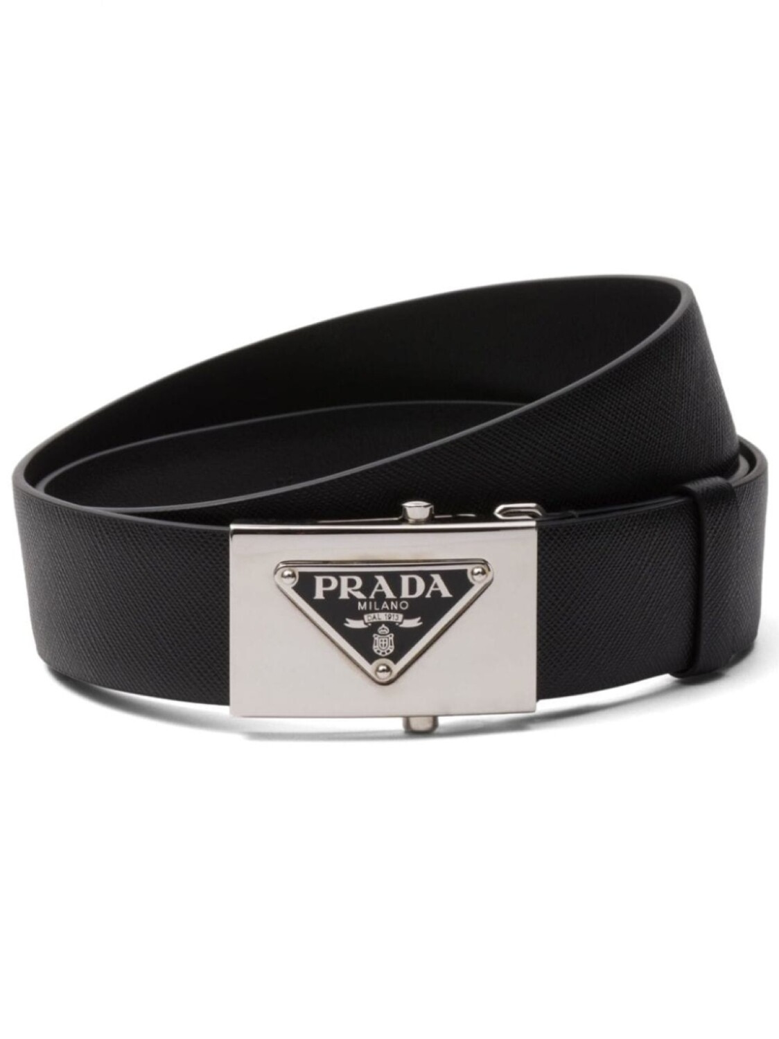 

Prada ремень из сафьяновой кожи с треугольным логотипом, черный