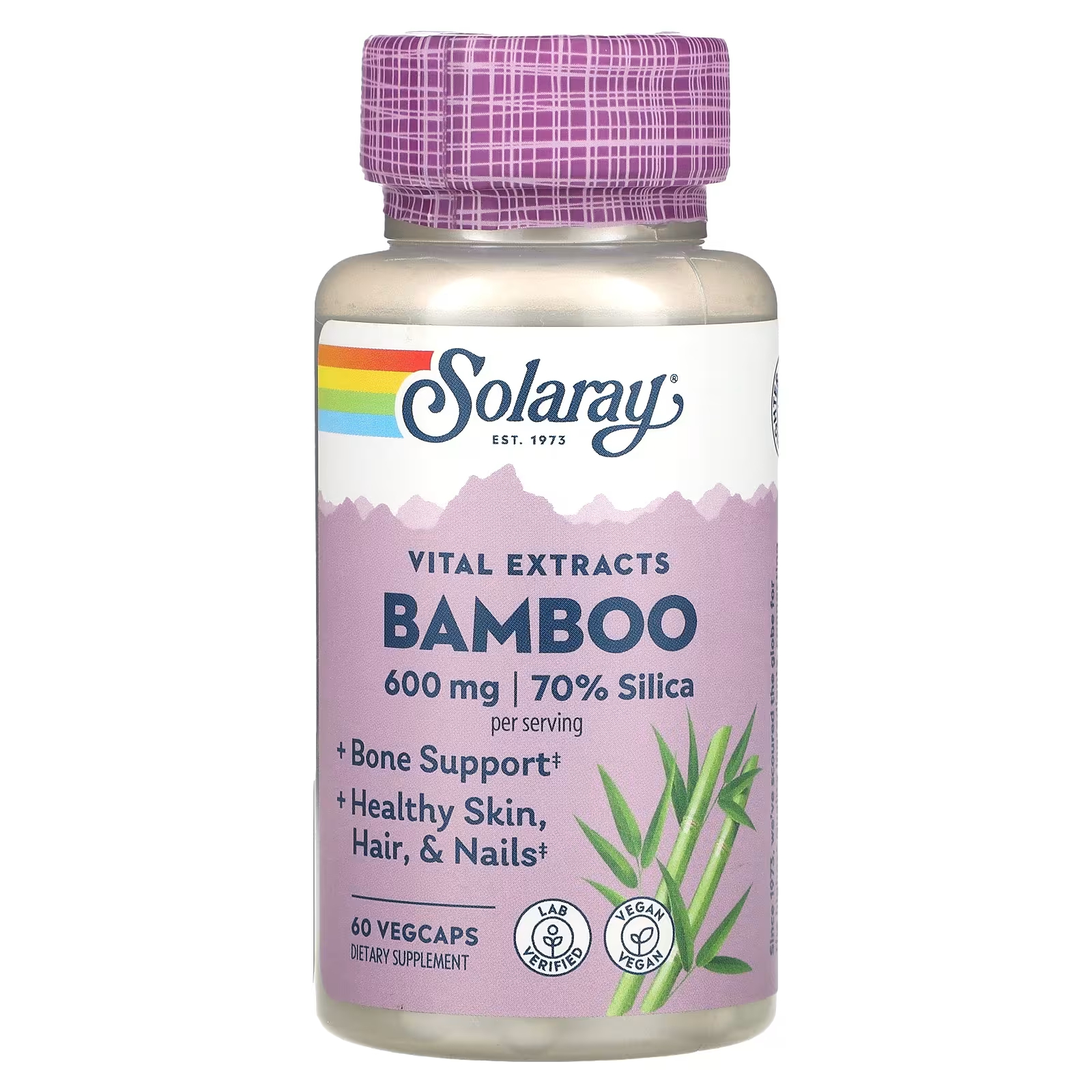 Solaray Vital Extracts Bamboo 600 мг 60 растительных капсул (300 мг на растительную капсулу) бамбук bamboo vital extract 600 мг 60 растительных капсул solaray