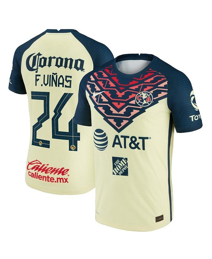 

Мужская домашняя футболка Federico Vinas Yellow Club America 2021/22 Vapor Match Authentic Player Nike, желтый