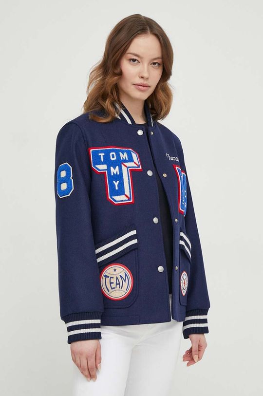 

Шерстяной бомбер Tommy Hilfiger, темно-синий