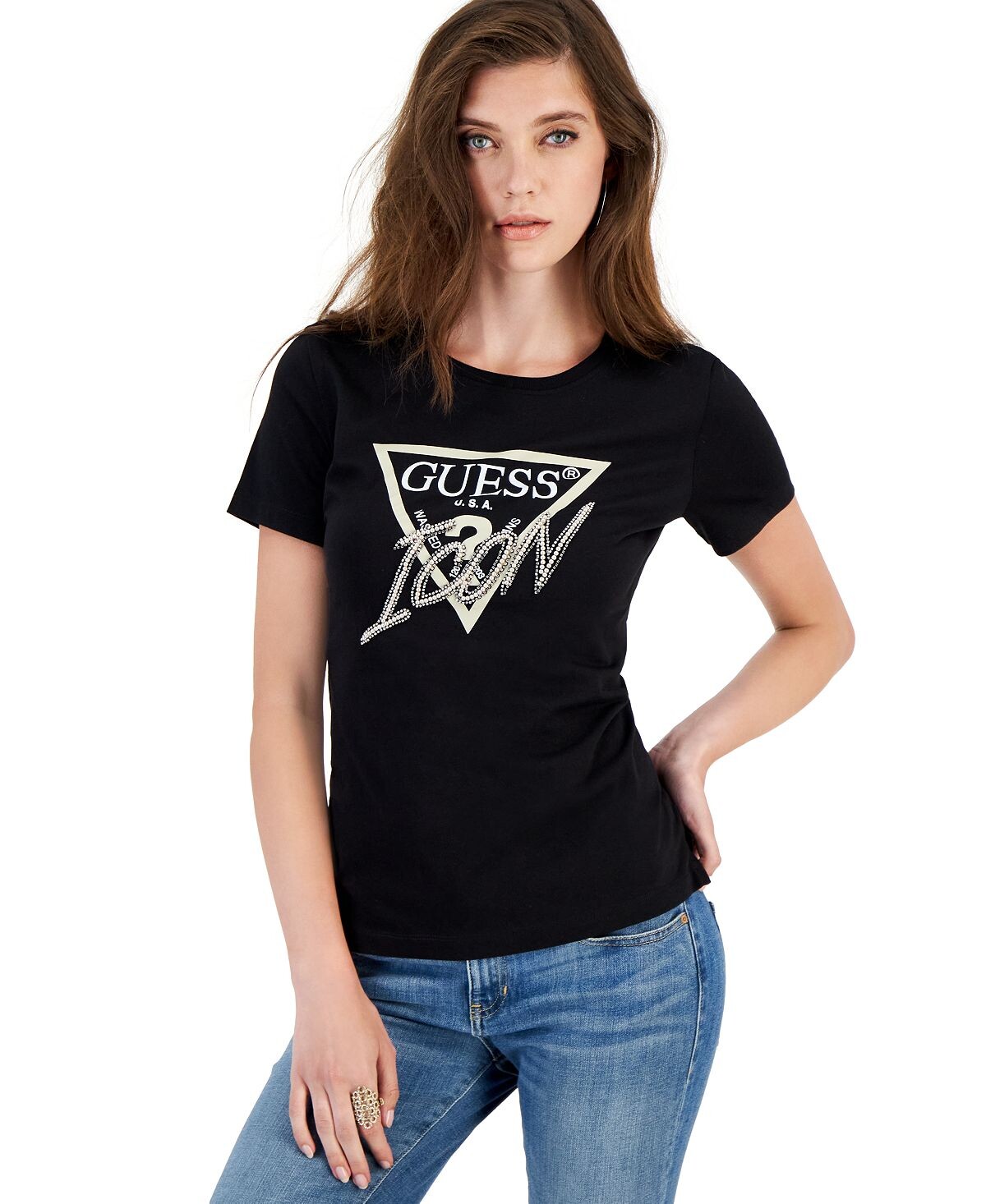 

Женская футболка с круглым вырезом и логотипом GUESS