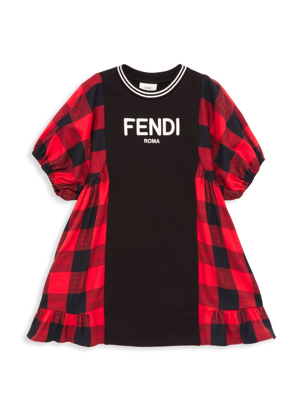 

Платье в клетку Buffalo для девочек с логотипом Fendi, красный