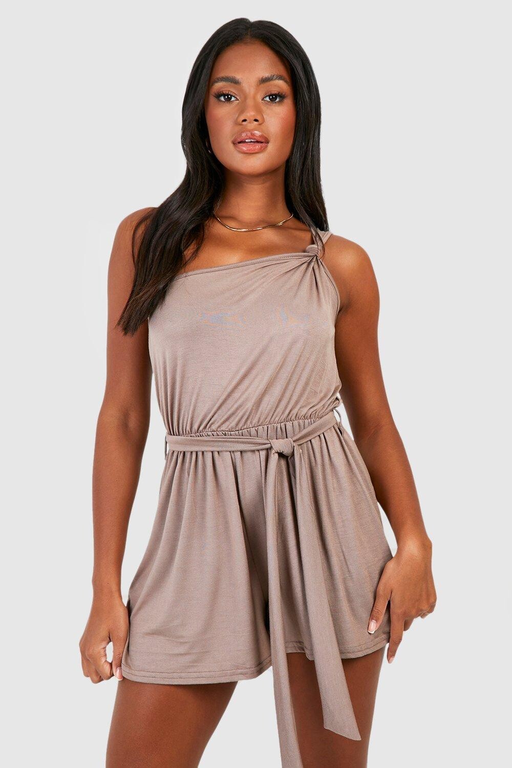 

Комбинезон на одно плечо Boohoo, коричневый