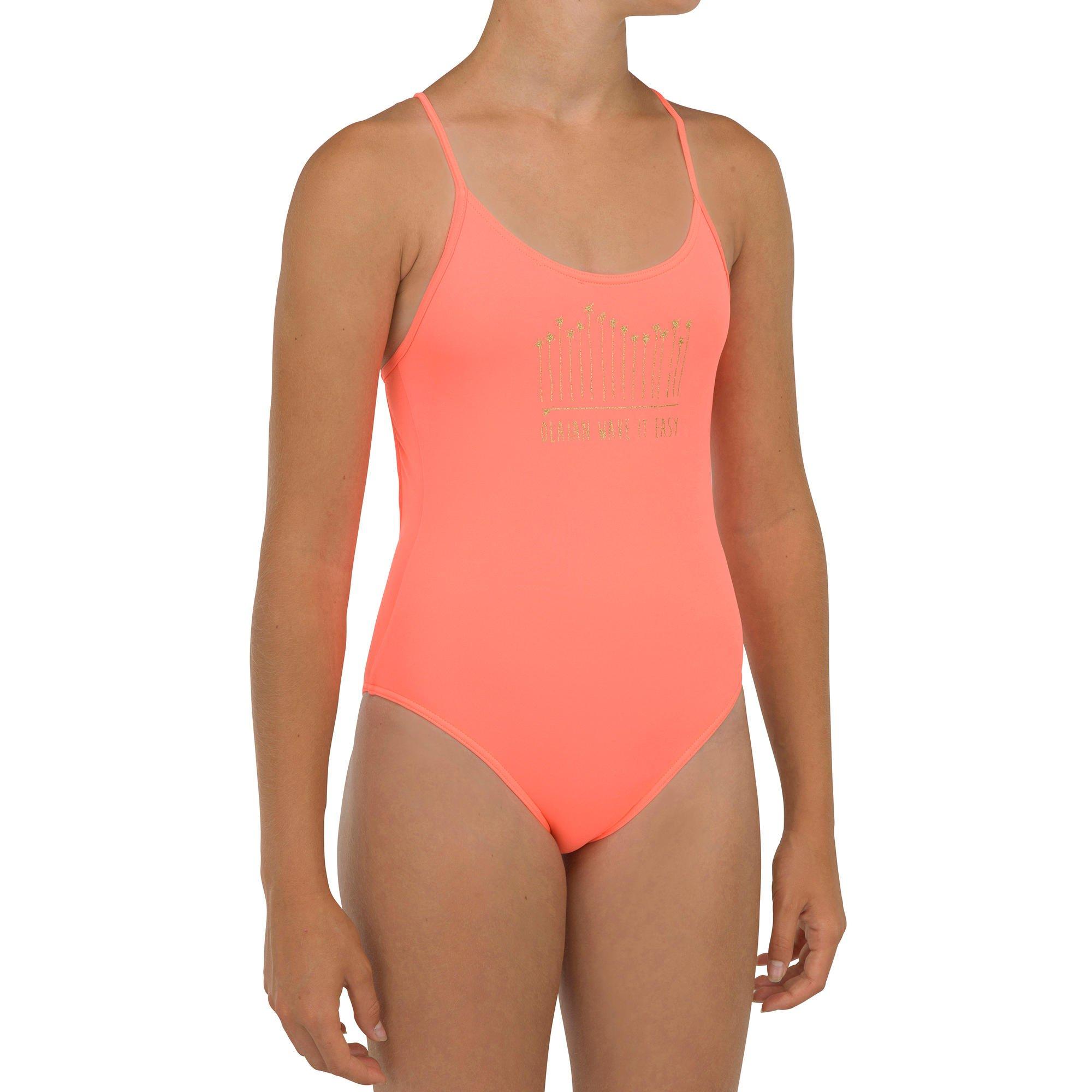 Сплошной купальник Decathlon 100 Olaian, розовый фото