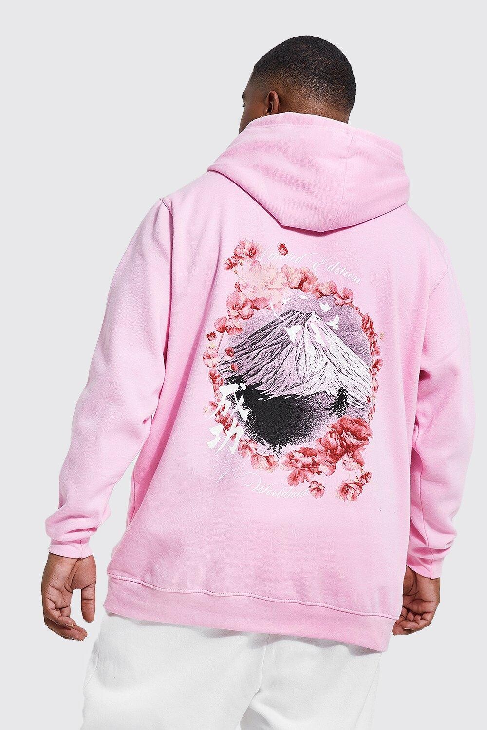

Худи plus cherry blossom fuji с принтом на спине Boohoo, розовый