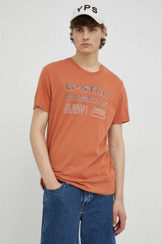 

Хлопковая футболка G-Star Raw, оранжевый