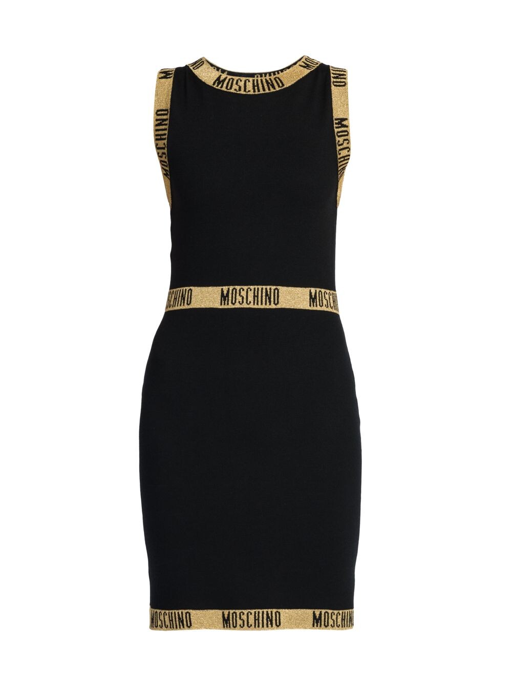 

Мерцающее мини-платье с логотипом Moschino, черный