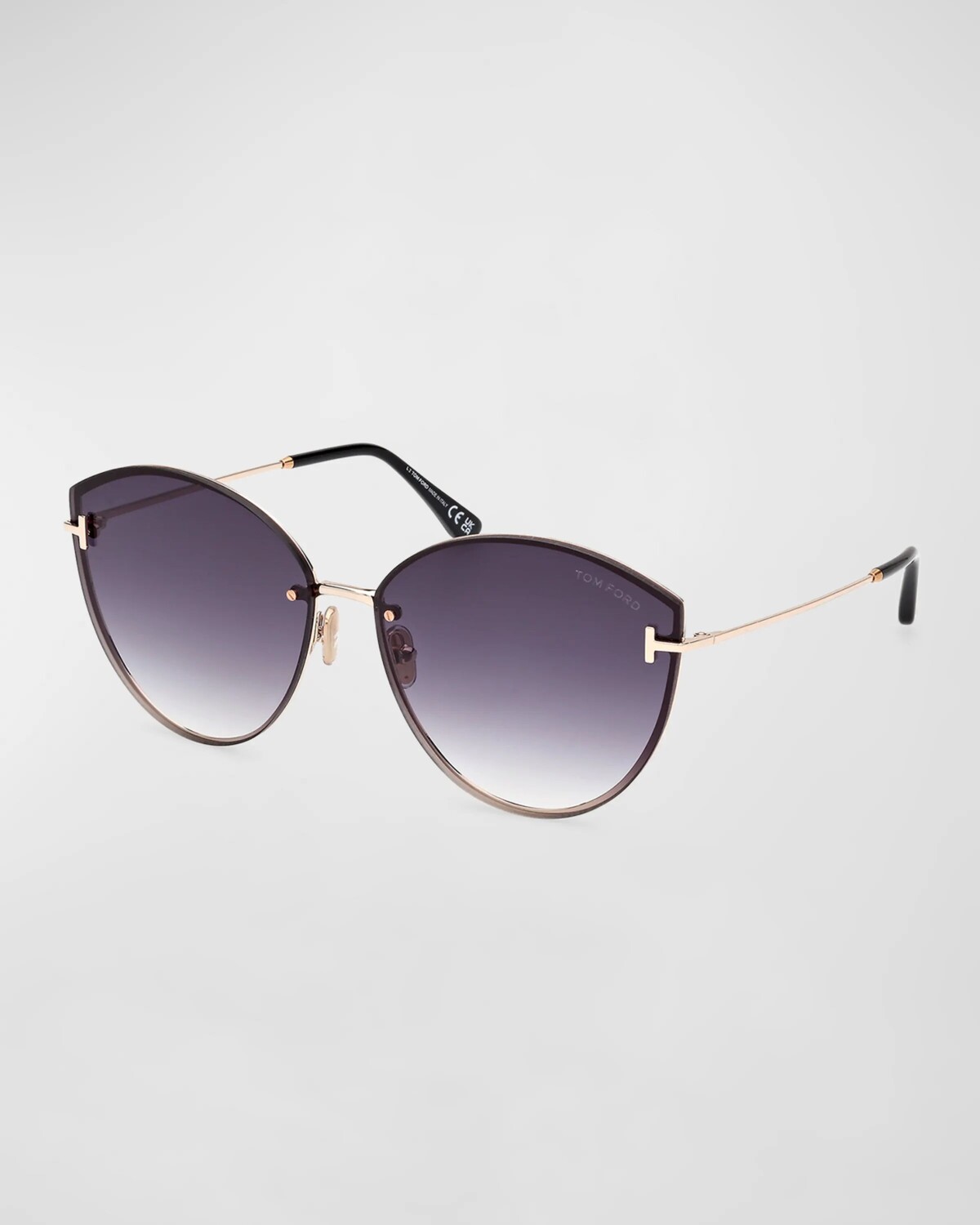 

Металлические солнцезащитные очки «кошачий глаз» Evangeline TOM FORD, цвет Shiny Rose Gold Gradient Smoke