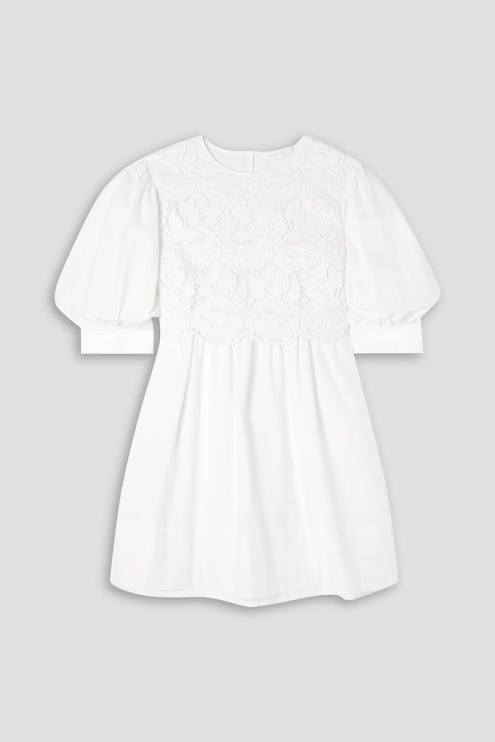 

Платье мини из хлопка и жаккарда с кружевными вставками из гипюра See By Chloé, белый
