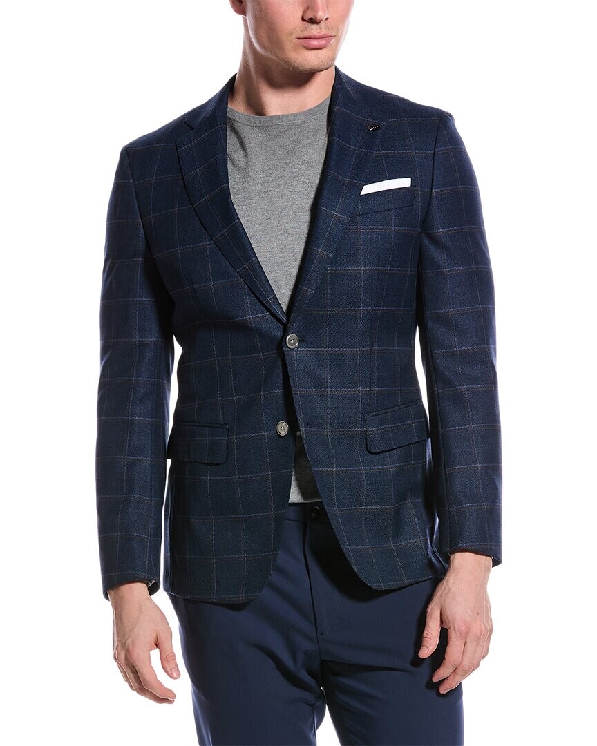 

Шерстяная спортивная куртка узкого кроя BOSS Hugo Boss, синий