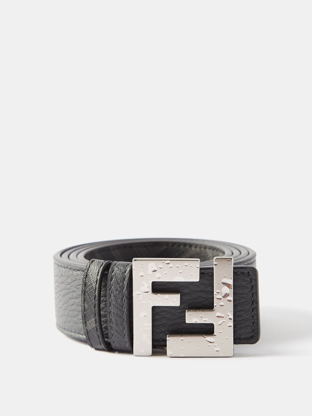 

Потертый кожаный ремень с логотипом ff Fendi, черный
