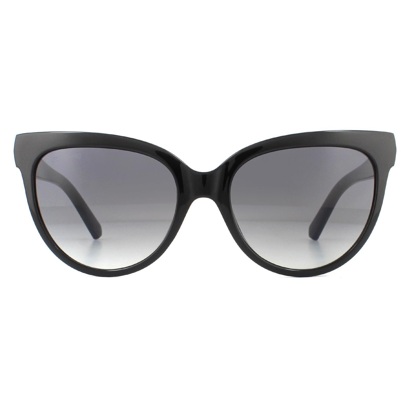 Блестящие черные серые солнцезащитные очки «кошачий глаз» с градиентом Swarovski, черный