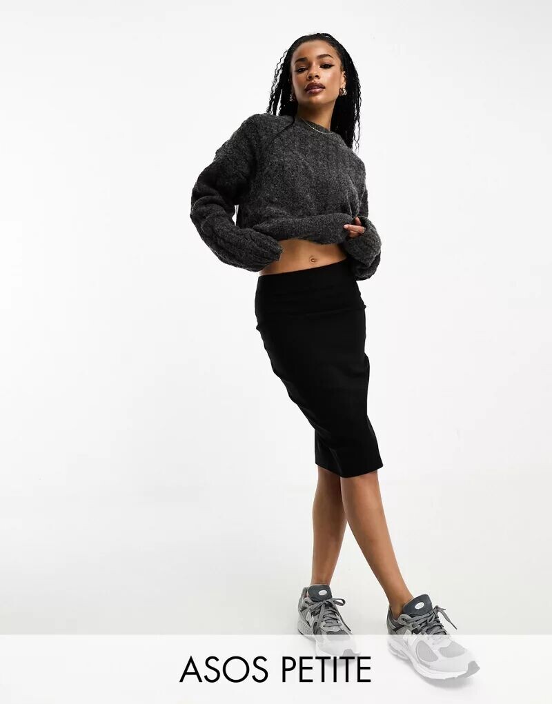 

Черная юбка-карандаш с завышенной талией ASOS Petite