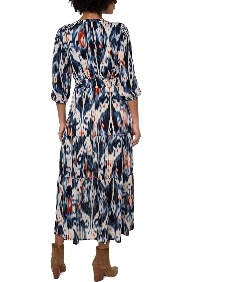 

Платье Liverpool Los Angeles 3/4 Sleeve Woven Tiered Maxi Dress, цвет All Over Ikat Print