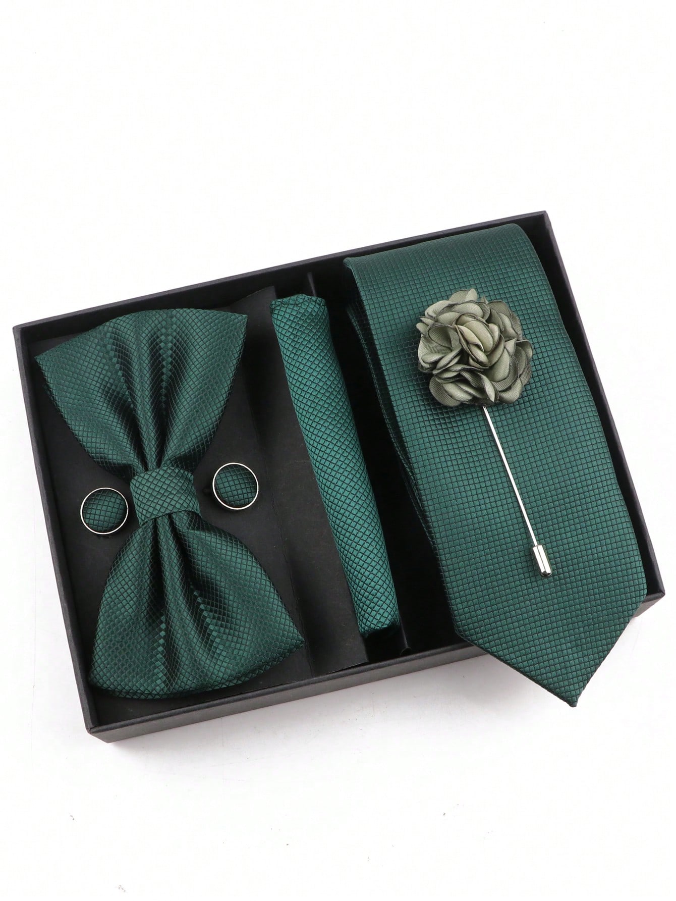Роскошный мужской комплект зеленых галстуков из 6 предметов с галстуком, темно-зеленый деревянный галстук бабочка мужской подарочный набор из 3 предметов