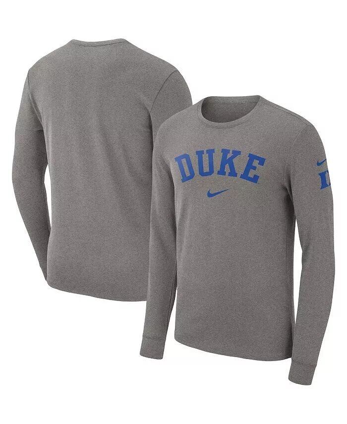 

Мужская футболка с длинным рукавом Heather Grey Duke Blue Devils Arch 2-Hit Nike, серый
