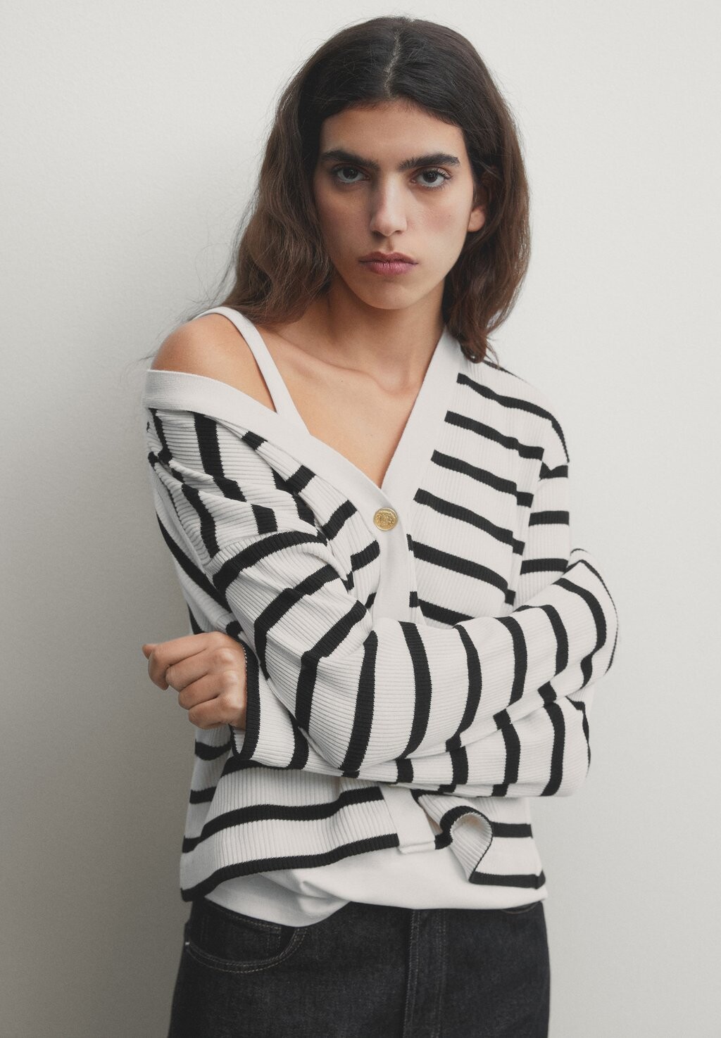 

Кардиган Striped Massimo Dutti, белый