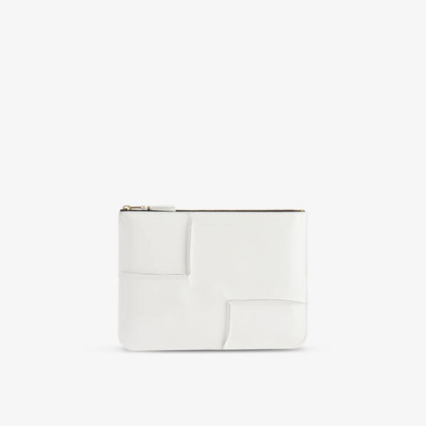 

Кошелек из лакированной кожи с эффектом швов на молнии Comme Des Garcons, белый