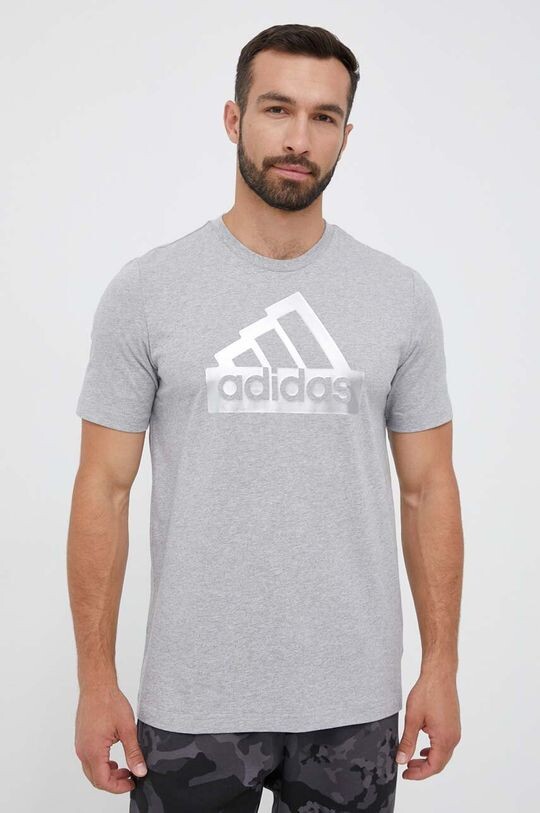 

Хлопковая футболка adidas, серый