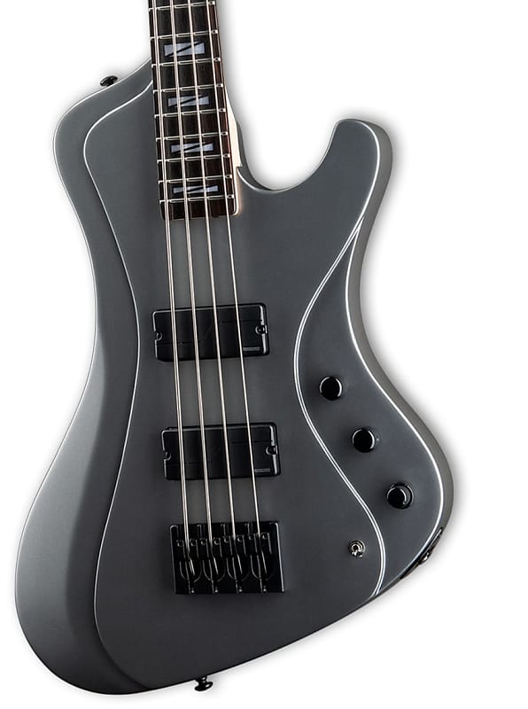 цена Басс гитара ESP LTD SIGNATURE SERIES JC-4 John Campbell - Dark Grey Metallic Satin 4-String Electric Bass Guitar w/ Case