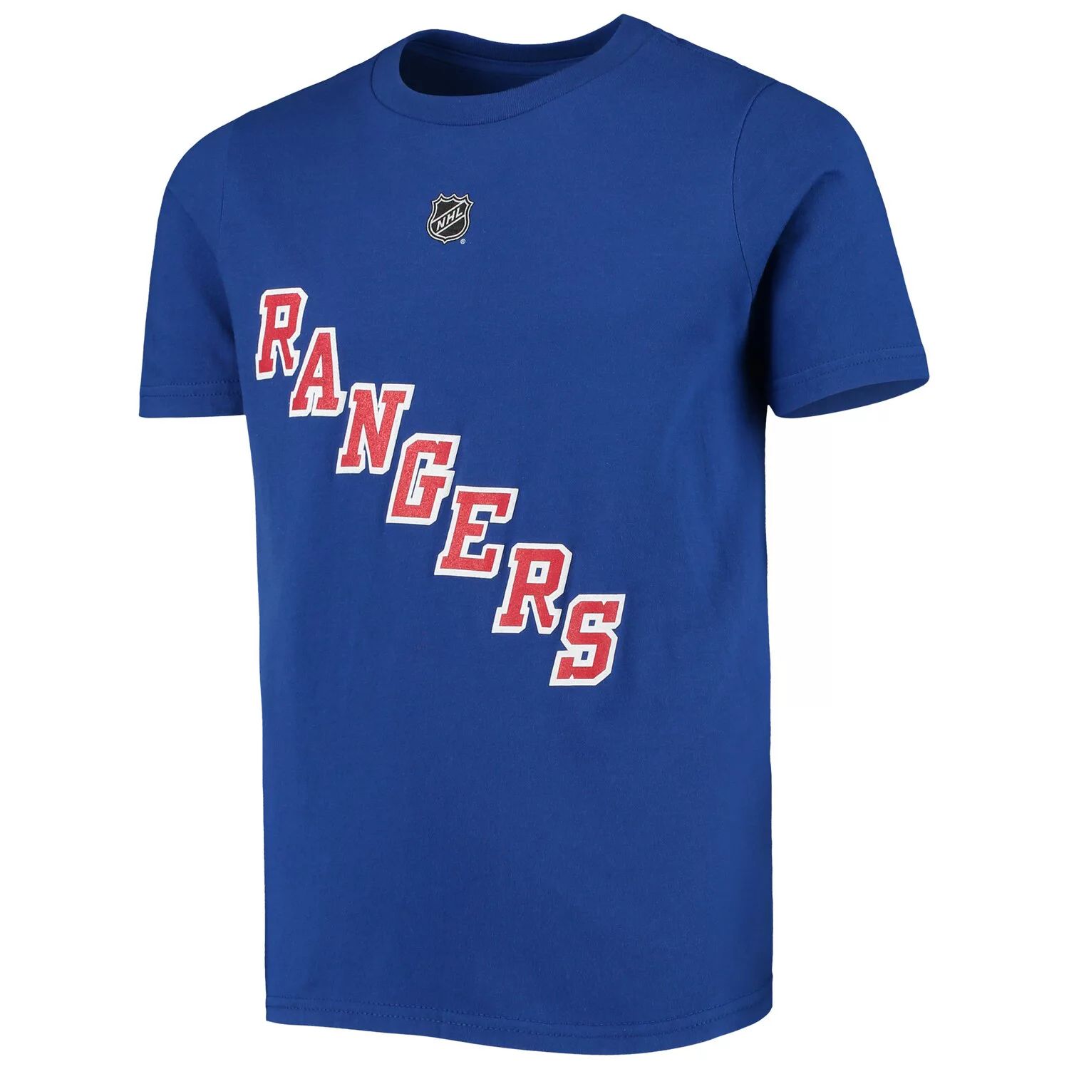 

Молодежная футболка Kaapo Kakko Blue New York Rangers с именем и номером игрока Outerstuff