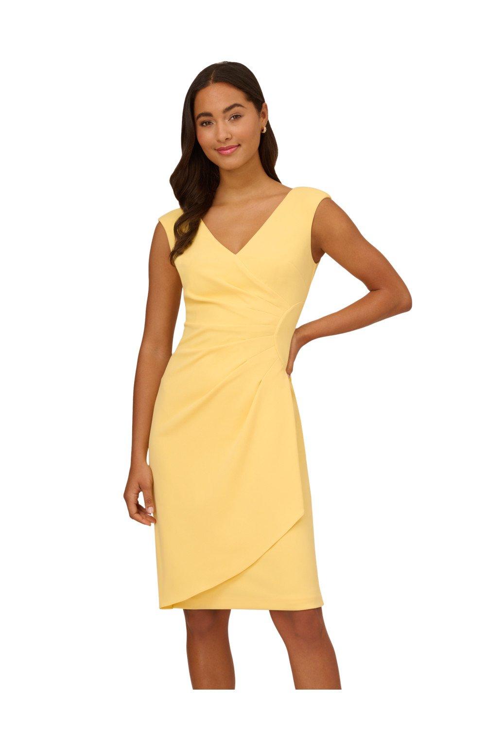 Платье из крепа с драпировкой Adrianna Papell, желтый