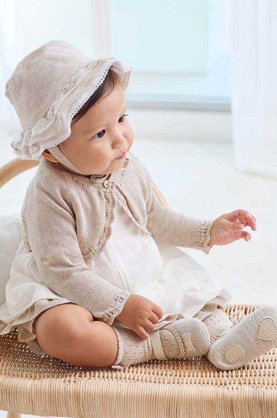 

Mayoral Newborn Детское платье из смесового льна, бежевый