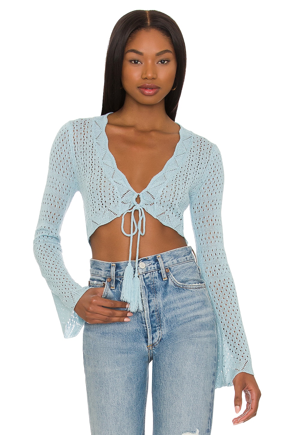 

Топ MORE TO COME Briella Crochet Crop, цвет Baby Blue