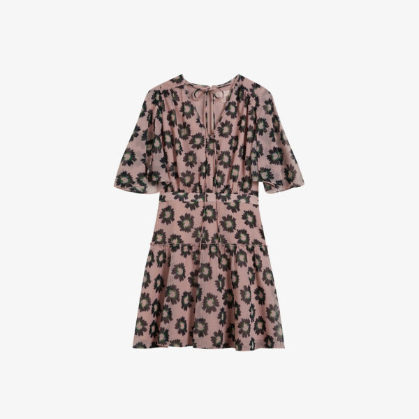 

Многоярусное тканое мини-платье приталенного кроя Lucieey с цветочным принтом Ted Baker, розовый