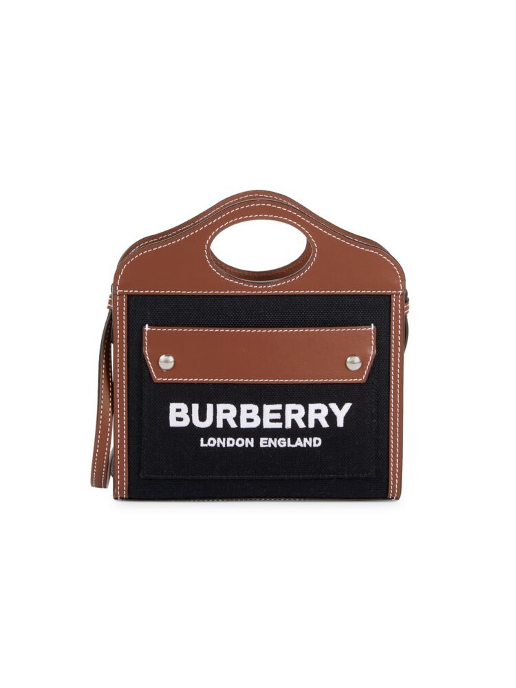 

Сумка через плечо с кожаной отделкой и логотипом Burberry, черный