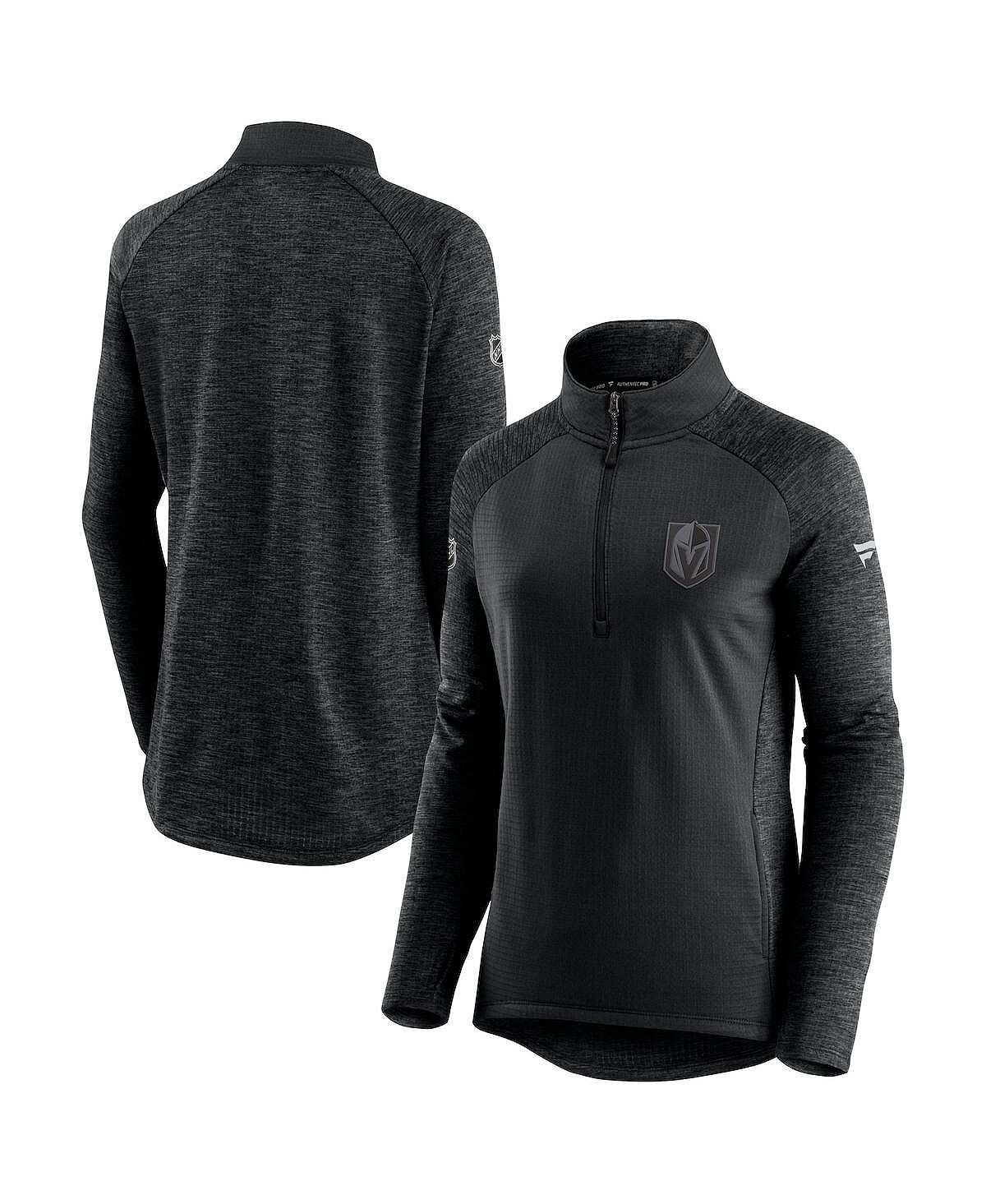 

Женская черно-серая куртка Vegas Golden Knights Authentic Pro для путешествий и тренировок с молнией на четверть реглан Fanatics