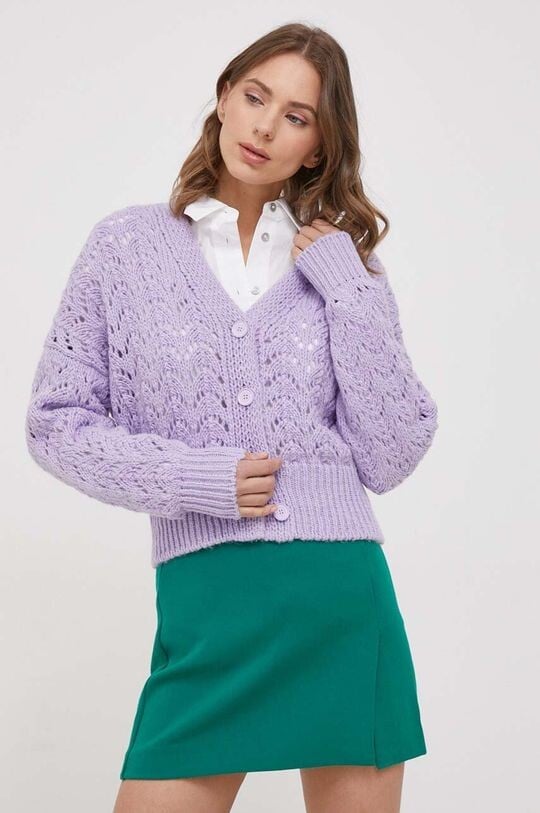 

Кардиган из смесовой шерсти United Colors of Benetton, фиолетовый