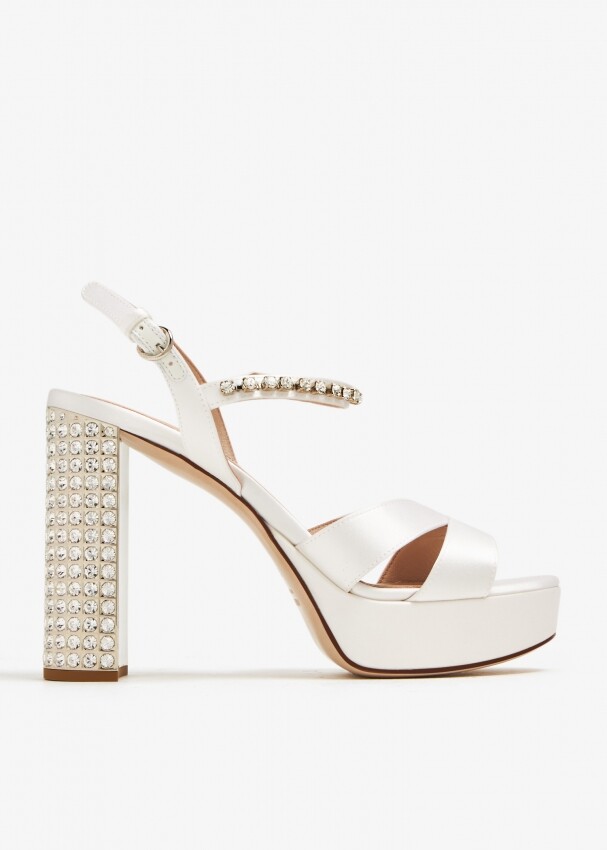 

Сандалии Miu Miu Satin Platform, белый