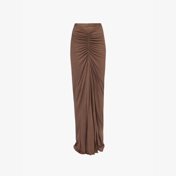 

Юбка макси из эластичного трикотажного джерси с оборками в виде мака Rick Owens Lillies, коричневый