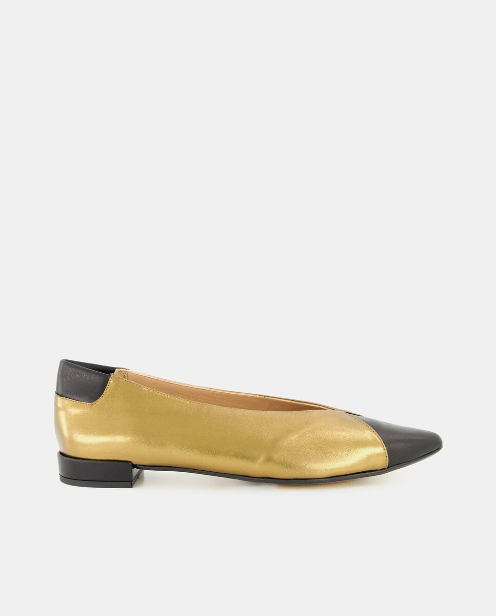

Женские кожаные балетки Rebe с контрастными деталями - Comfort Line Latouche, золотой