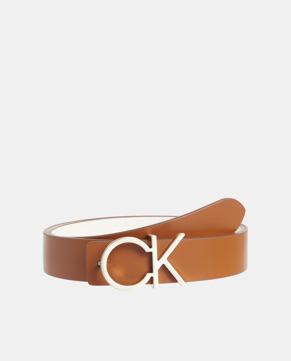 

Двусторонний ремень коричневого цвета из натуральной кожи Calvin Klein, мультиколор