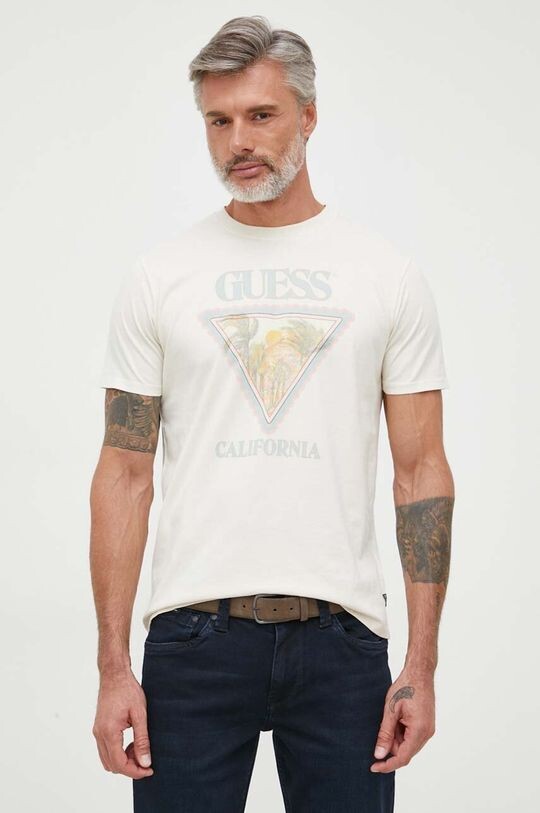 

Футболка из хлопка Guess, бежевый